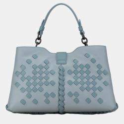 Bottega Veneta Blue Intrecciato Napoli Satchel