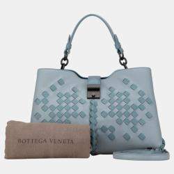 Bottega Veneta Blue Intrecciato Napoli Satchel