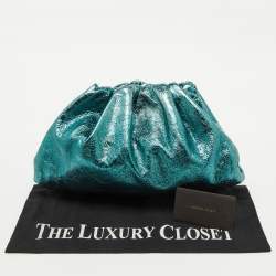 Bottega Veneta Metallic Green Leather Teen Pouch Clutch