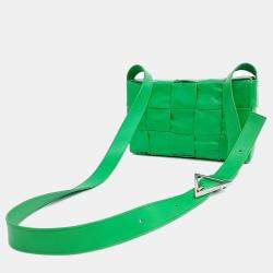 Bottega Veneta Green Leather Cassette Crossbody Bag