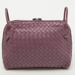 Bottega Veneta Mauve Purple Intrecciato Leather Nodini Shoulder Bag