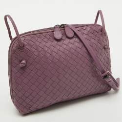 Bottega Veneta Mauve Purple Intrecciato Leather Nodini Shoulder Bag