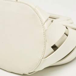 Pre Owned Bottega Veneta White Woven Leather Point Tote