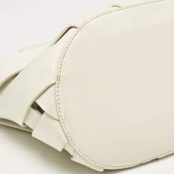 Pre Owned Bottega Veneta White Woven Leather Point Tote