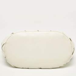 Pre Owned Bottega Veneta White Woven Leather Point Tote