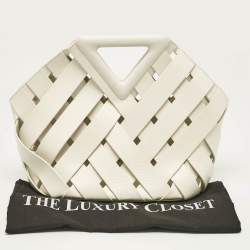 Pre Owned Bottega Veneta White Woven Leather Point Tote