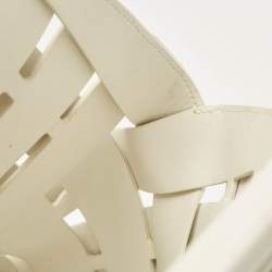 Pre Owned Bottega Veneta White Woven Leather Point Tote