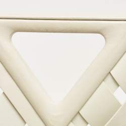Pre Owned Bottega Veneta White Woven Leather Point Tote