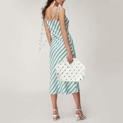 Pre Owned Bottega Veneta White Woven Leather Point Tote