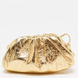 Bottega Veneta Gold Patent Leather The Pouch Coin Purse