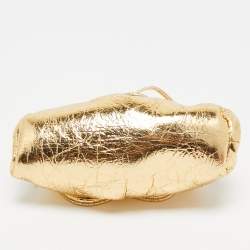 Bottega Veneta Gold Patent Leather The Pouch Coin Purse