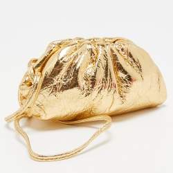 Bottega Veneta Gold Patent Leather The Pouch Coin Purse