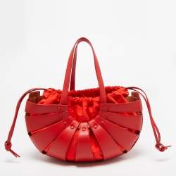 Bottega Veneta Red Leather Medium Shell Bag