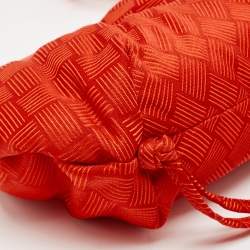 مملوكة مسبقًا Bottega Veneta Red Increcciato Fabric Small The Point Triangle Bag