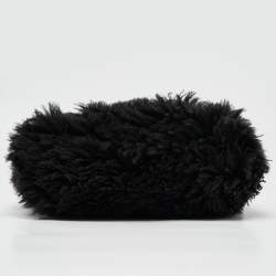 Bottega Veneta Black Shearling Fur Classic The Pouch Chain Clutch
