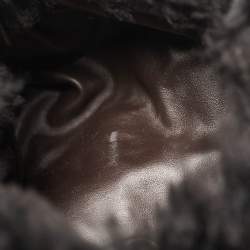 Bottega Veneta Black Shearling Fur Classic The Pouch Chain Clutch