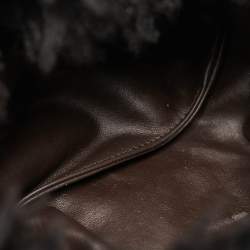 Bottega Veneta Black Shearling Fur Classic The Pouch Chain Clutch