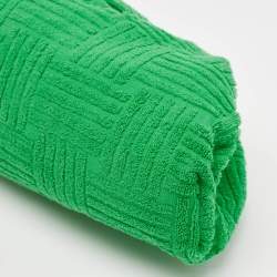 Pre Owned Bottega Veneta Green Terrycloth Fabric Classic The Pouch Clutch
