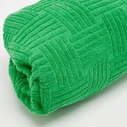 Pre Owned Bottega Veneta Green Terrycloth Fabric Classic The Pouch Clutch