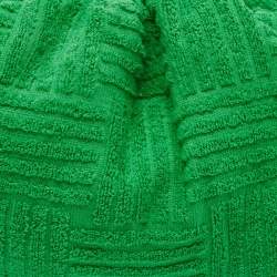 Pre Owned Bottega Veneta Green Terrycloth Fabric Classic The Pouch Clutch