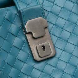 Bottega Veneta Blue Leather Mini Intrecciato Roma