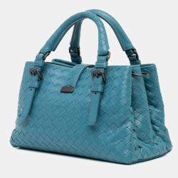 Bottega Veneta Blue Leather Mini Intrecciato Roma