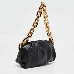 Pre Owned Bottega Veneta Black Leather The Chain Pouch Bag