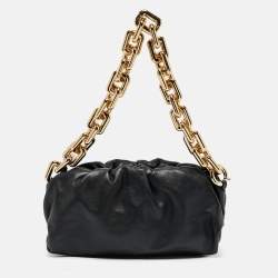 Pre Owned Bottega Veneta Black Leather The Chain Pouch Bag