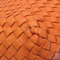 Bottega Veneta Orange Leather Intrecciato Shoulder Bag