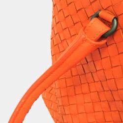 Bottega Veneta Orange Leather Intrecciato Shoulder Bag