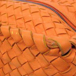 Bottega Veneta Orange Leather Intrecciato Shoulder Bag