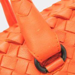 Bottega Veneta Orange Leather Intrecciato Shoulder Bag