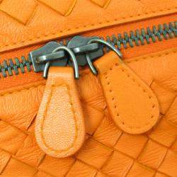 Bottega Veneta Orange Leather Intrecciato Shoulder Bag