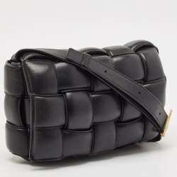 Pre Owned Bottega Veneta Black Leather Classic Cassette Padded Shoulder Bag