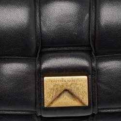 Pre Owned Bottega Veneta Black Leather Classic Cassette Padded Shoulder Bag