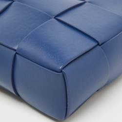 Pre Owned Bottega Veneta Blue Intrecciato Leather Cassette Shoulder Bag