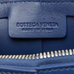 Pre Owned Bottega Veneta Blue Intrecciato Leather Cassette Shoulder Bag