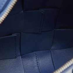 Pre Owned Bottega Veneta Blue Intrecciato Leather Cassette Shoulder Bag