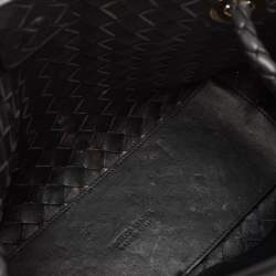 Pre Owned Bottega Veneta Black Intrecciato Leather Medium Andiamo Top Handle Bag
