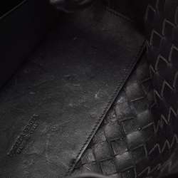 Pre Owned Bottega Veneta Black Intrecciato Leather Medium Andiamo Top Handle Bag