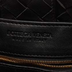 Pre Owned Bottega Veneta Black Intrecciato Leather Medium Andiamo Top Handle Bag