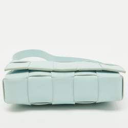Bottega Veneta Light Blue Leather Cassette Flap Shoulder Bag