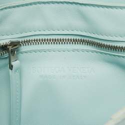 Bottega Veneta Light Blue Leather Cassette Flap Shoulder Bag