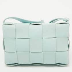 Bottega Veneta Light Blue Leather Cassette Flap Shoulder Bag