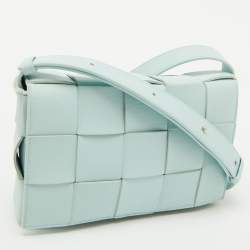 Bottega Veneta Light Blue Leather Cassette Flap Shoulder Bag