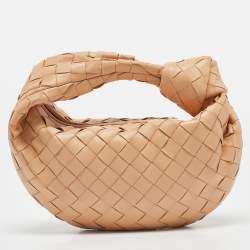مملوكة مسبقًا Bottega Veneta Beige Intrecciato Leather Mini Jodie Hobo