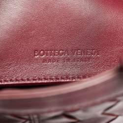 Pre Owned Bottega Veneta Burgundy Intrecciato Leather Flip Flap Tote
