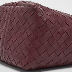 Pre Owned Bottega Veneta Burgundy Intrecciato Leather Flip Flap Tote