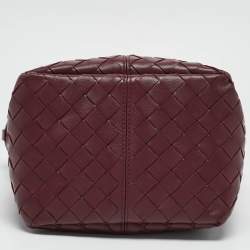 Pre Owned Bottega Veneta Burgundy Intrecciato Leather Flip Flap Tote