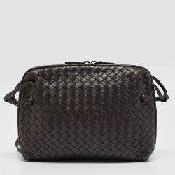 مملوكة مسبقًا Bottega Veneta Dark Brown Intrecciato Leather Nodini Shoulder Bag